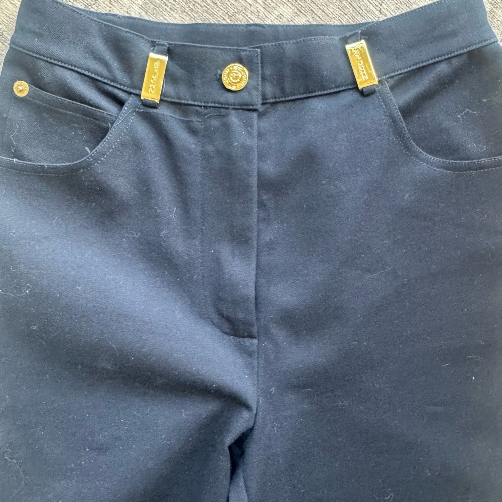 St John Sport Straight-Leg Black Dress Pants with Gold Accent - Picture 6 of 6